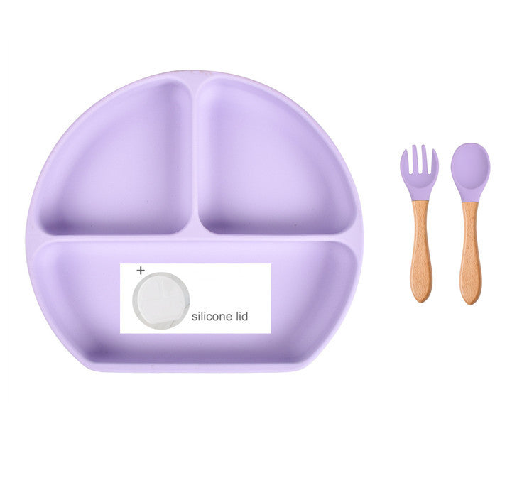 Baby Food Supplement Spoon Integrated Silicone Dinner Plate Set