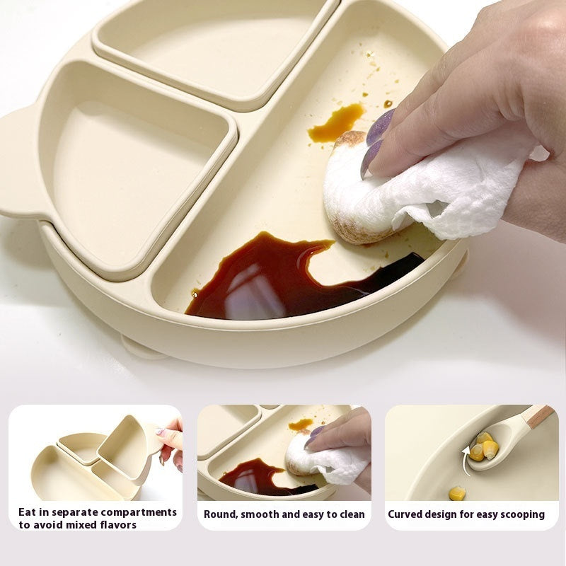 Children's Tableware Set Edible Silicon Plate Spork Bib Infant Solid Food Tools 11-piece Set