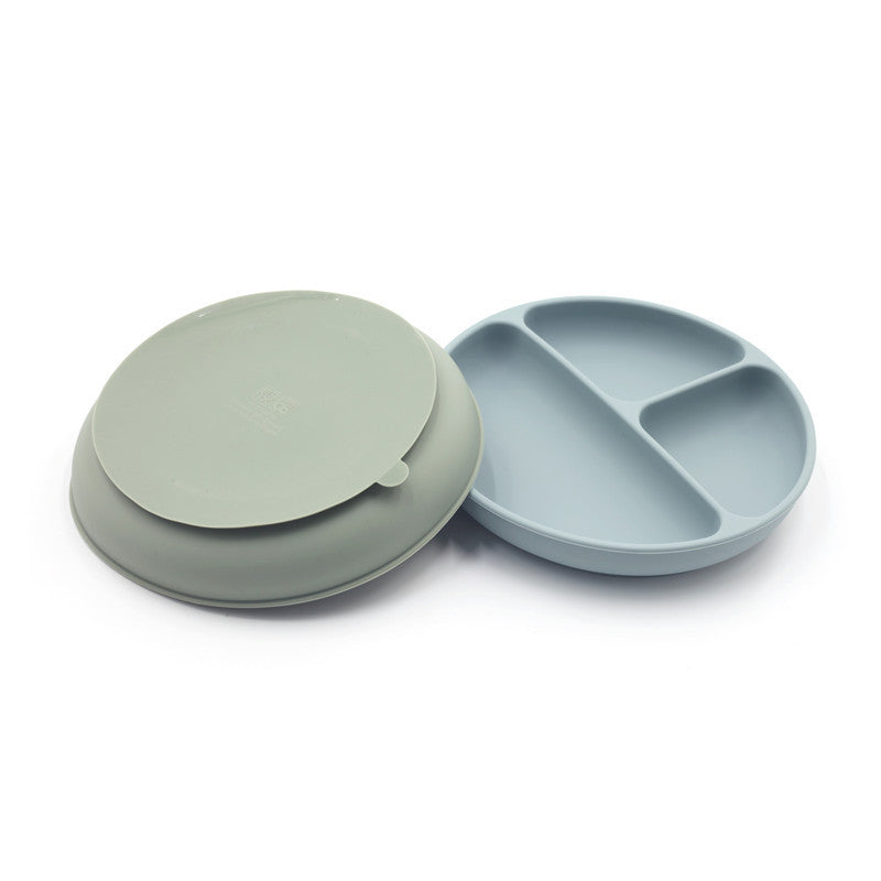 Children's Solid Colour Silicone Compartmentalised Dinner Plate