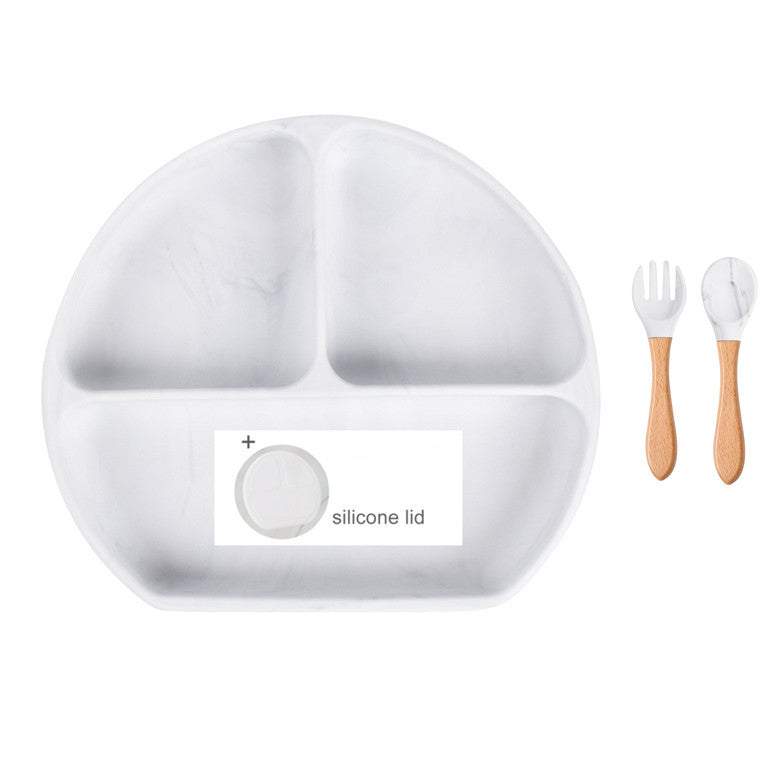 Baby Food Supplement Spoon Integrated Silicone Dinner Plate Set