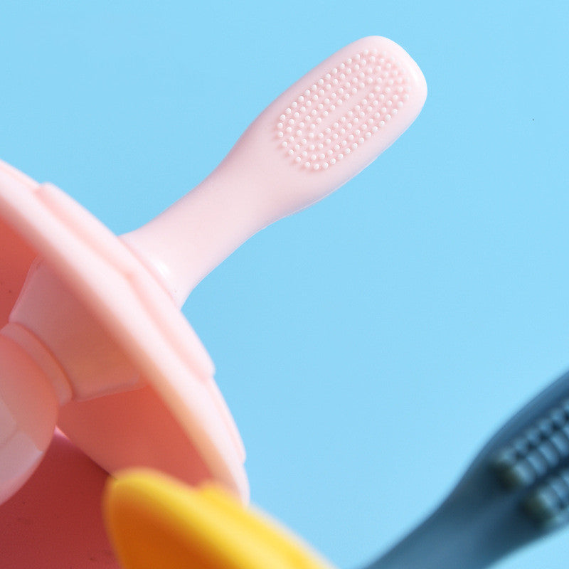Baby Silicone Training Toothbrush Kids Safe Toddler Replaceable Soft Head Toothbrush Set