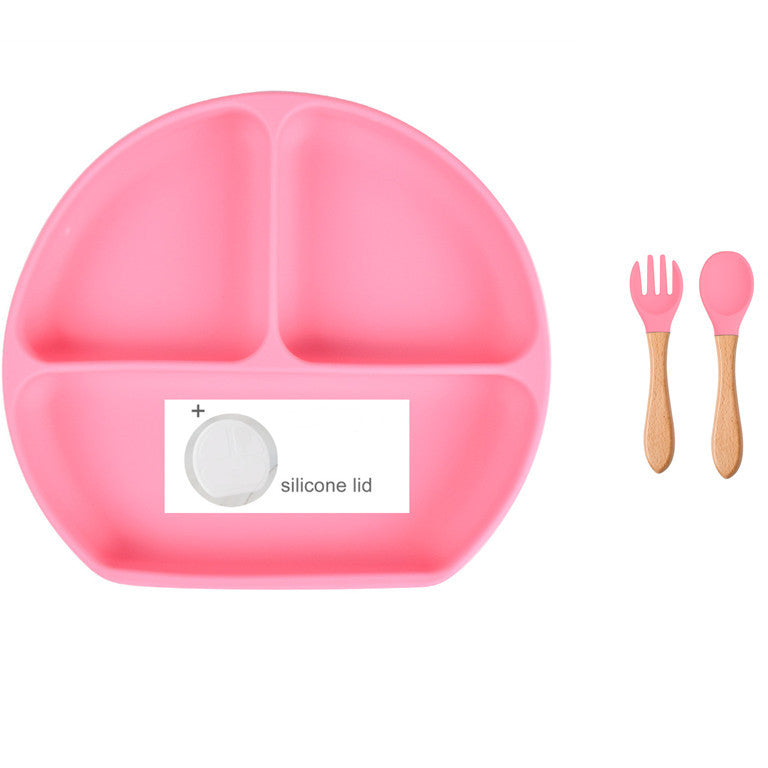 Baby Food Supplement Spoon Integrated Silicone Dinner Plate Set