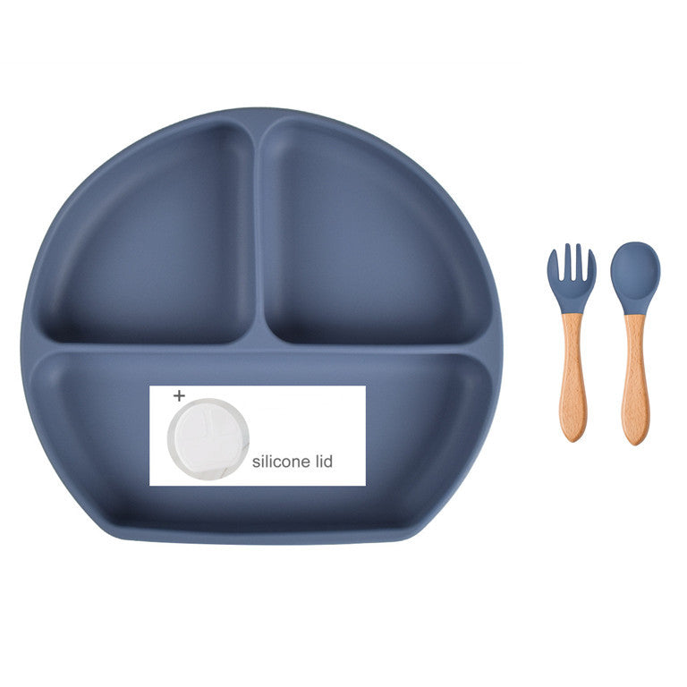 Baby Food Supplement Spoon Integrated Silicone Dinner Plate Set