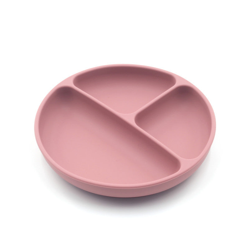Children's Solid Colour Silicone Compartmentalised Dinner Plate