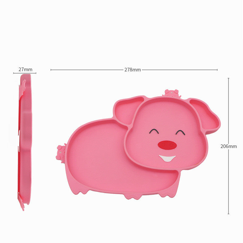 Cartoon Children's Sucker Bowl Integrated Non-slip Silicone Dinner Plate