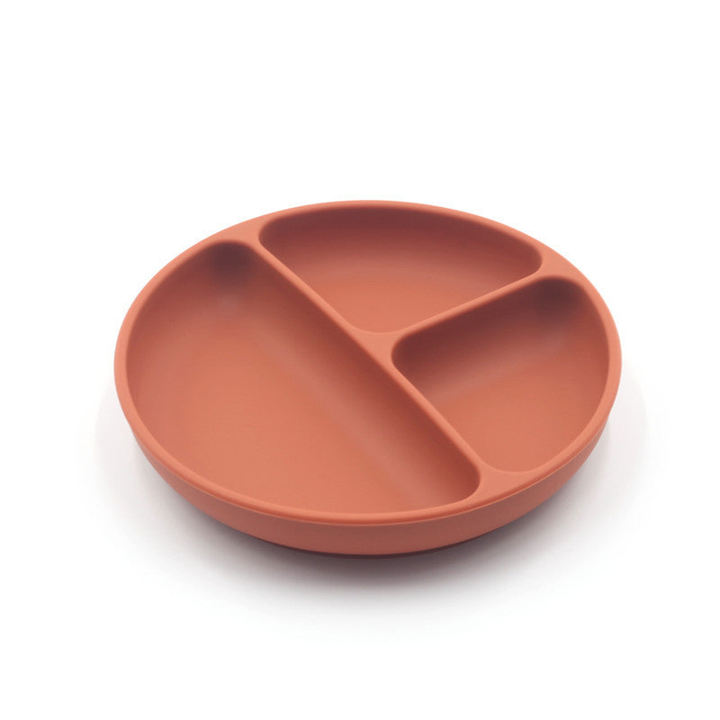 Children's Solid Colour Silicone Compartmentalised Dinner Plate