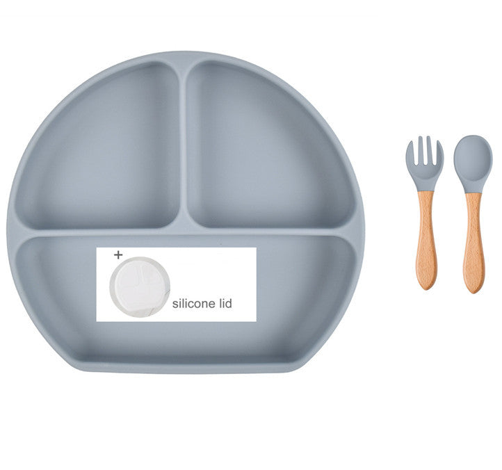 Baby Food Supplement Spoon Integrated Silicone Dinner Plate Set
