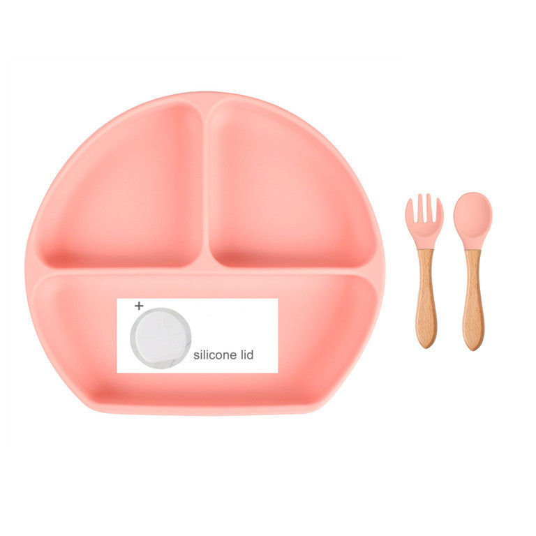 Baby Food Supplement Spoon Integrated Silicone Dinner Plate Set