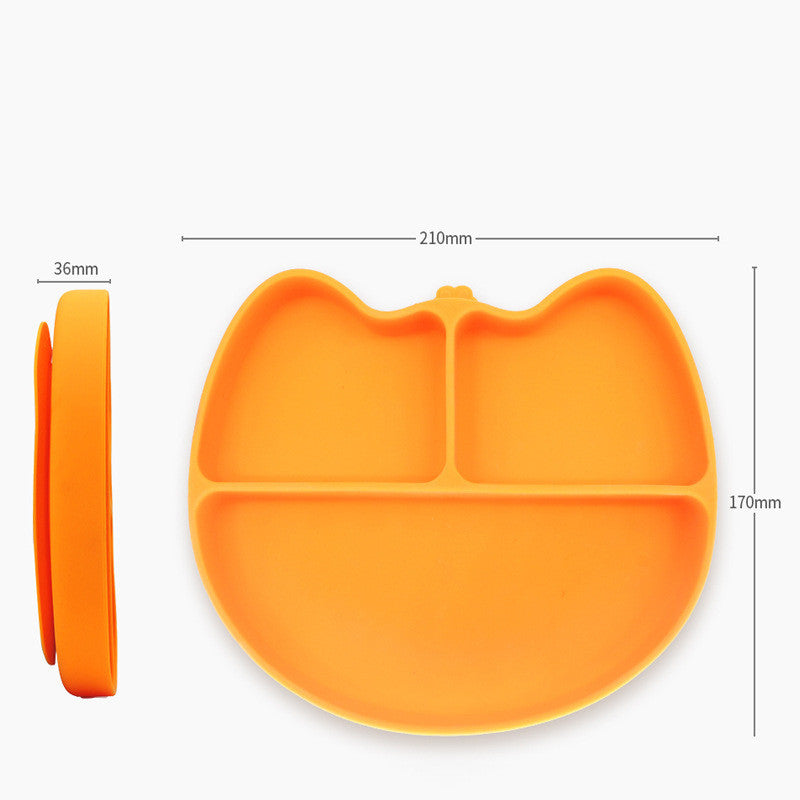 Cartoon Children's Sucker Bowl Integrated Non-slip Silicone Dinner Plate