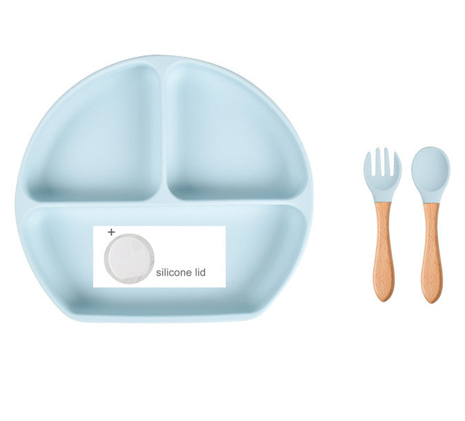 Baby Food Supplement Spoon Integrated Silicone Dinner Plate Set