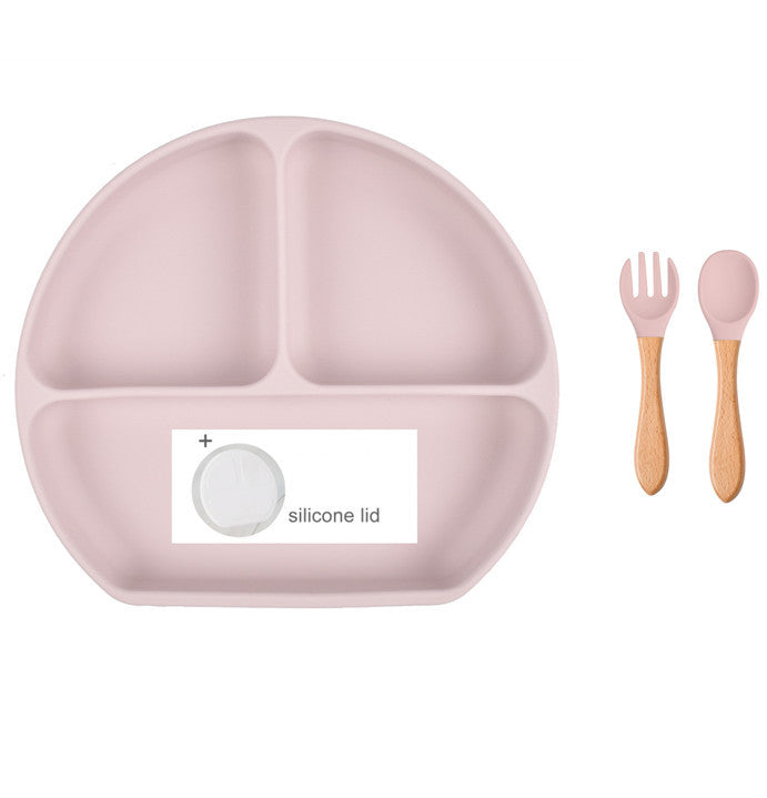 Baby Food Supplement Spoon Integrated Silicone Dinner Plate Set