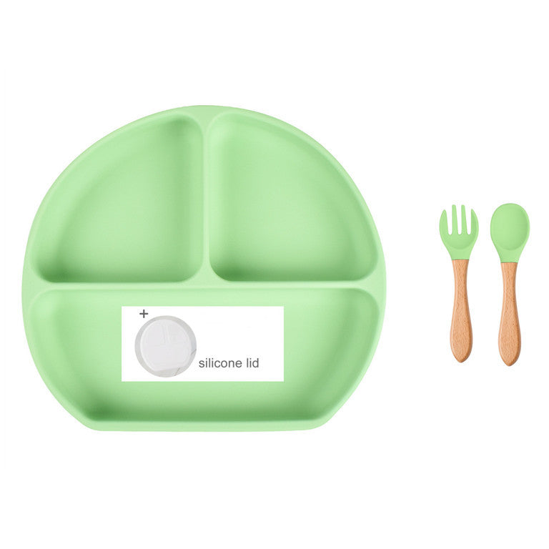 Baby Food Supplement Spoon Integrated Silicone Dinner Plate Set