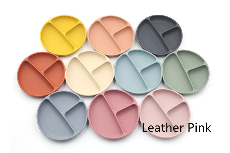Children's Solid Colour Silicone Compartmentalised Dinner Plate