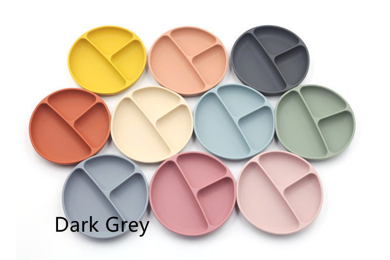 Children's Solid Colour Silicone Compartmentalised Dinner Plate