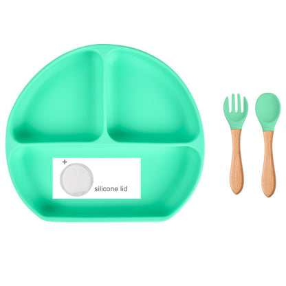 Baby Food Supplement Spoon Integrated Silicone Dinner Plate Set