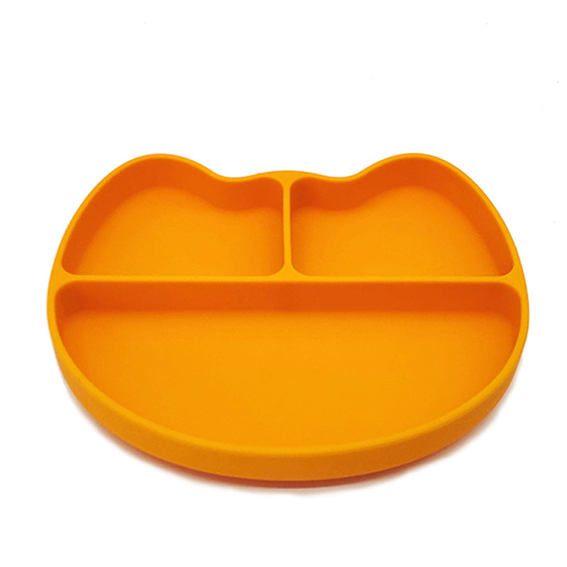 Cartoon Children's Sucker Bowl Integrated Non-slip Silicone Dinner Plate