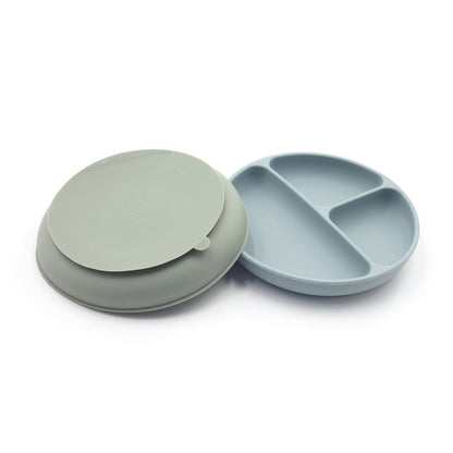 Children's Solid Colour Silicone Compartmentalised Dinner Plate