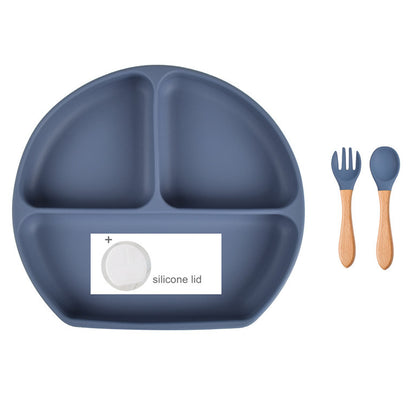 Baby Food Supplement Spoon Integrated Silicone Dinner Plate Set