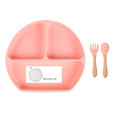 Baby Food Supplement Spoon Integrated Silicone Dinner Plate Set
